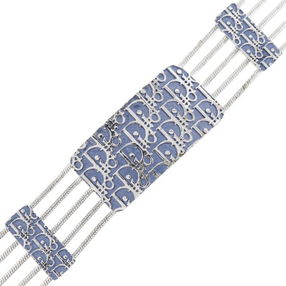Dior Trotter choker 5 hooks Silver/Blue metallic Women - Picture 1 of 9